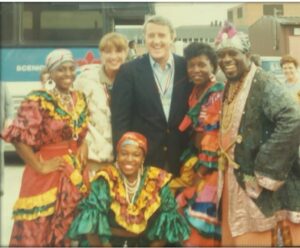 Tunka and the Tropicanos Creative Dancers with former Prime Minister of Canada, Martin Brian Mulroney and his wife.