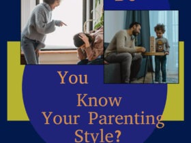 poster showing two images of parent helping and playing