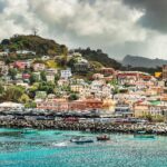 Grenada with boats on the sea and colourful houses in the background